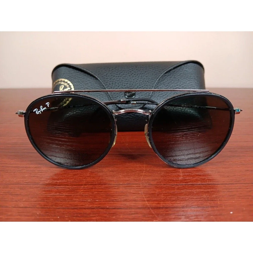 Ray-Ban Polarized Sunglasses RB 3647-N 002/58 5102 Black/Silver Gray Lenses Case